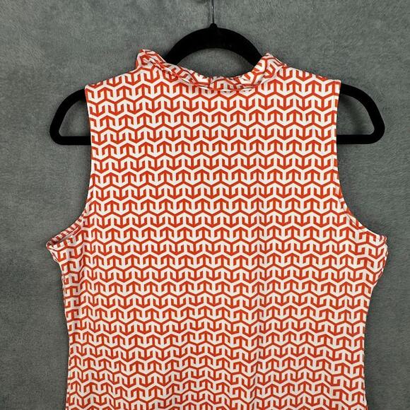 J Mclaughlin Top Womens Large Orange Durham Catalina Cloth Sleeveless Preppy - Picture 4 of 12